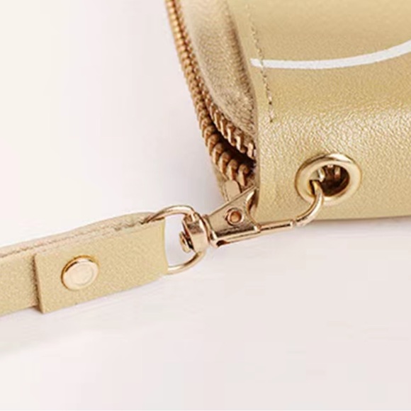 Minnie Mickey Mouse Wristlet Clutch  Convertible Long Wallet Tan Champagne Gold - Picture 9 of 16